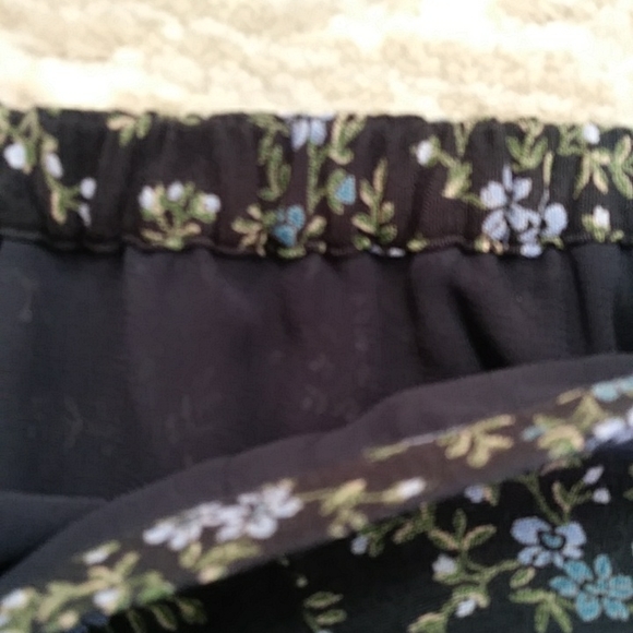 L.L. Bean Floral Lined Women's A-Line Skirt Plus 14P Black Blue - Picture 10 of 14